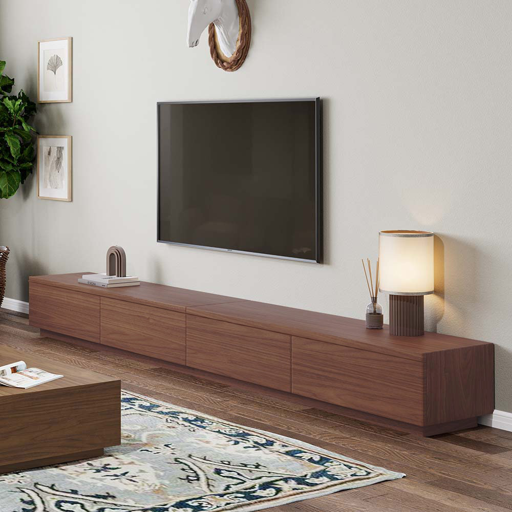 Comerico Modern Wood TV Stands, Minimalist Long Media Console with 4 Drawers Hokku Designs 