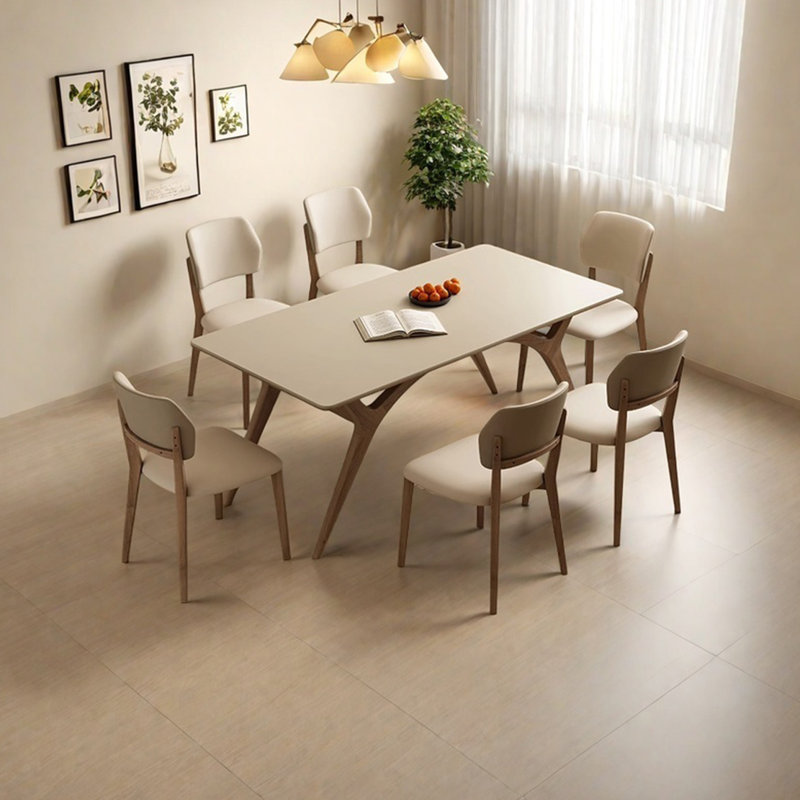 Rectangular rock slab dining table, 29.52"H x 59.05"L x 31.49"W