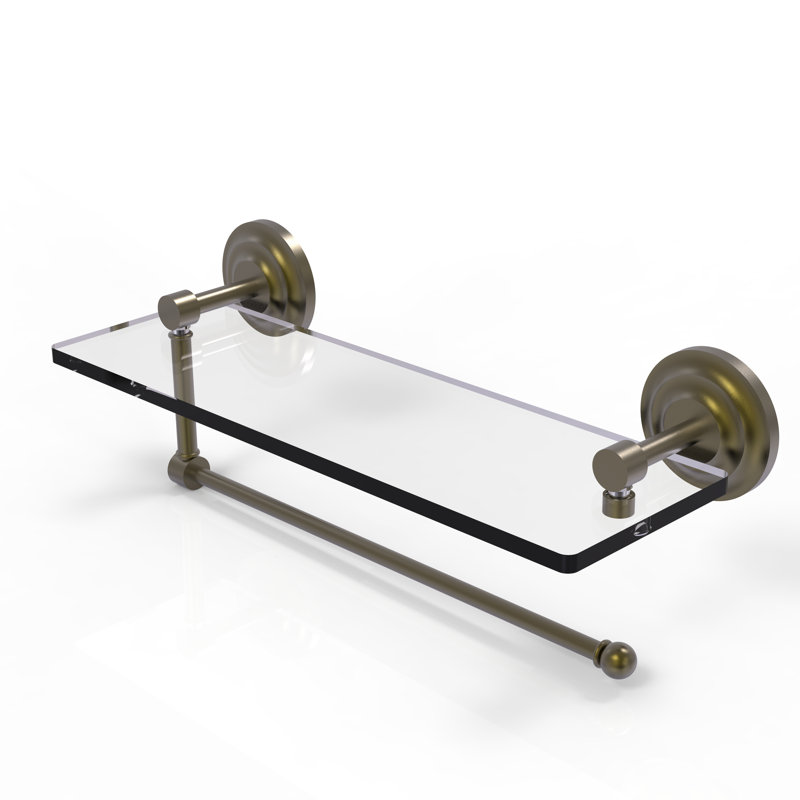 Meira Bracket Shelf with Towel Bar, Antique Brass, 5" H x 16" W x 5" D
