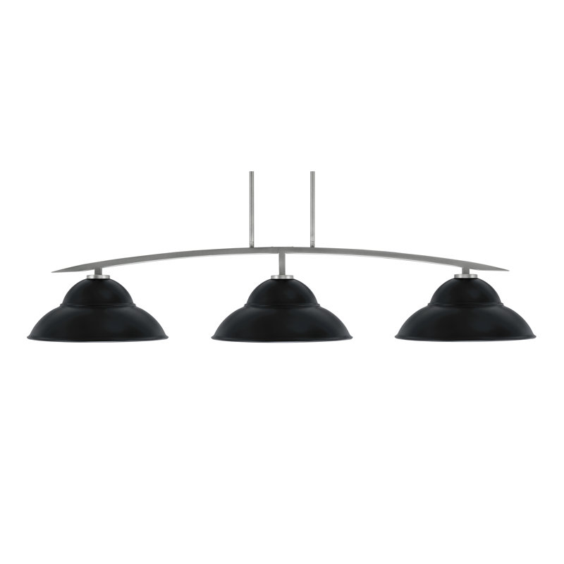 Barre d'éclairage à 3 lumières avec abat-jour double en métal kurve, H 11 po x l 55,75 po x P 16 po, Noir, Graphite