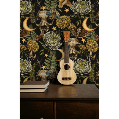 Gothic Dark Floral Wallpaper Dark Victorian Peel and Stick Skulls Wall Mural