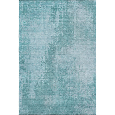 Premium Machine Washable Prisco Aqua Rug