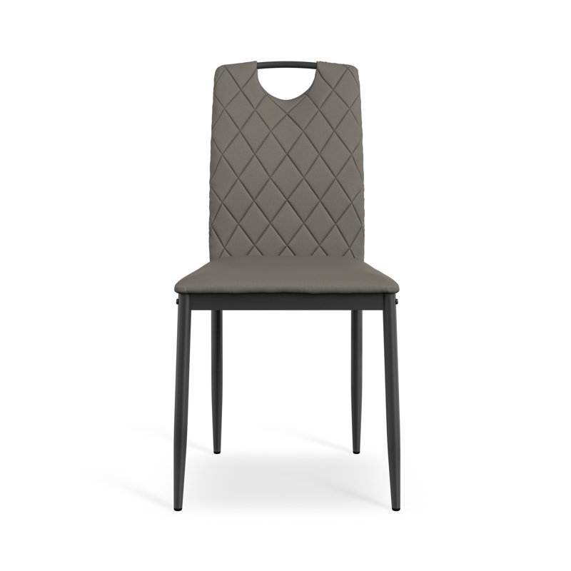 Marhill 18.1cm H Upholstered Side Chair, Grey Velvet, 4, Matte Black