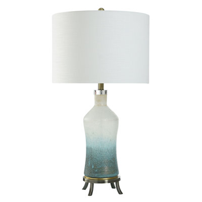 Blue Bows - Glass Table Lamp - White Shade