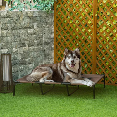 Tan XL Elevated Dog Bed, Breathable Mesh Raised Pet Cot with Metal Frame & Carry Bag for Indoor Outdoor Use
