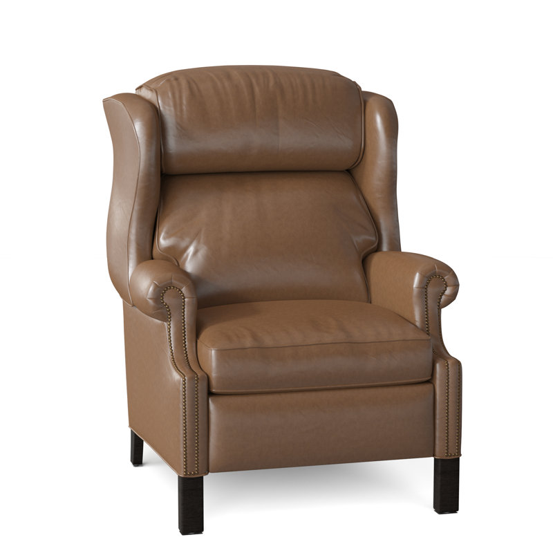 Chippendale Recliner, Outsider Raven Genuine Leather, Cobblestone, #9 French Natural