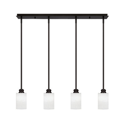 Luminaire suspendu linéaire 4 lumières Edge avec verre en mousseline blanc Edge