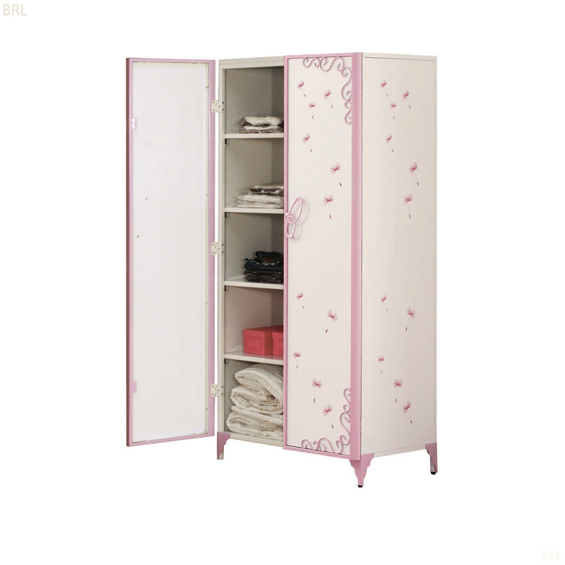 Garde-robe Priya II en cuir synthétique clair et blanc