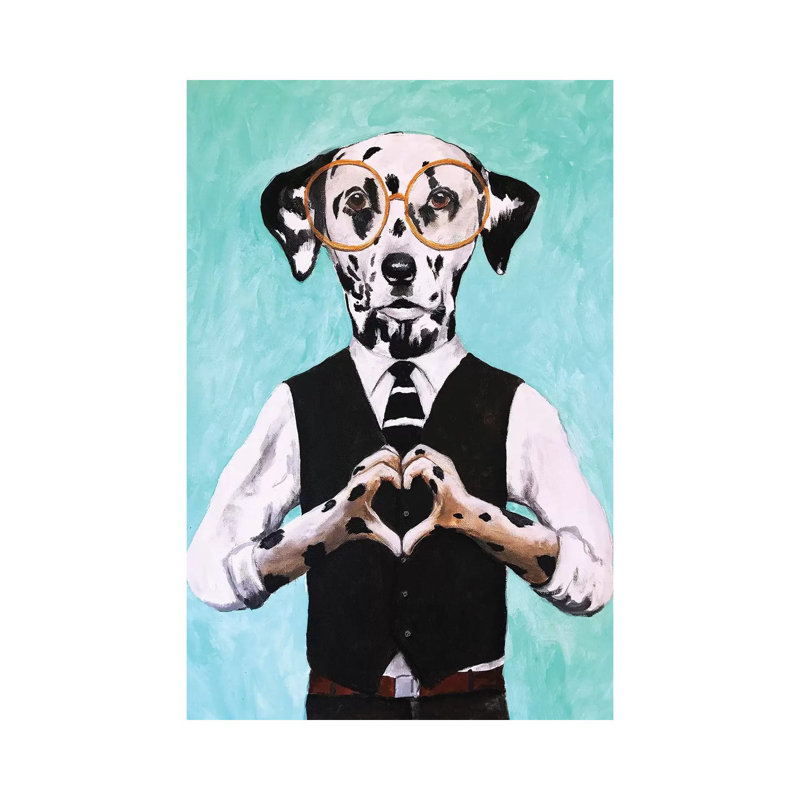 Dalmatian With Finger Heart by Coco De Paris - Wrapped Canvas Print, 20.32 cm H x 30.48 cm W