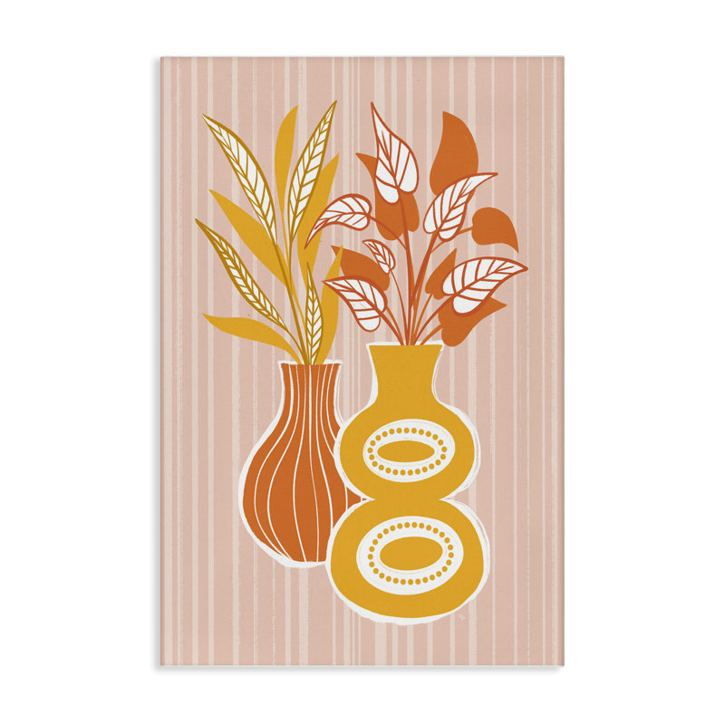 Toile de vases orange et jaunes, design par Martina Pavlova, H 45 po x l 30 po