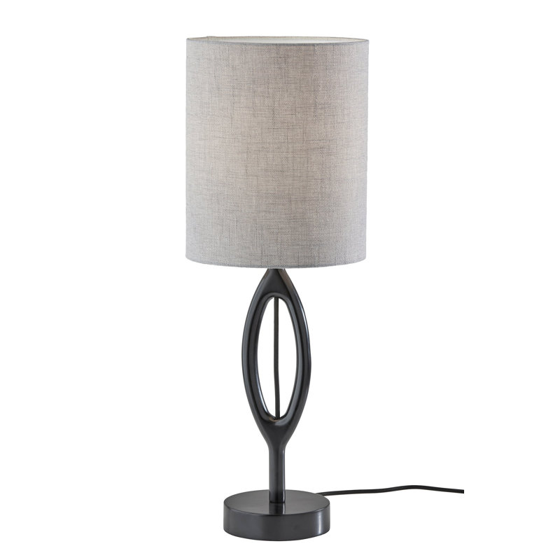 Lampe de table en bois massif Osie, Noir, gris