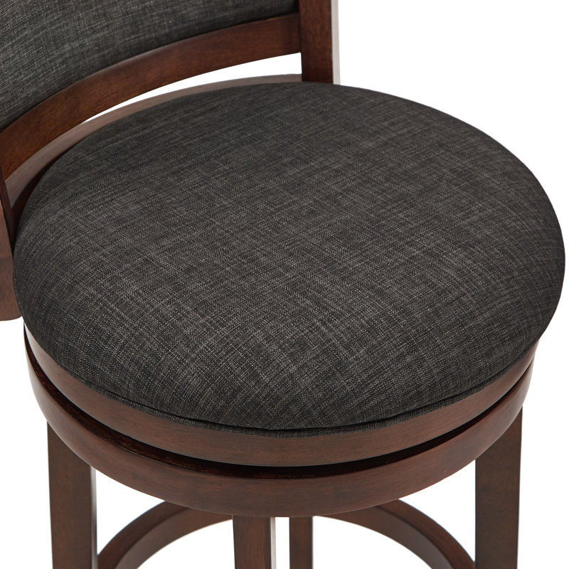 Tabouret pivotant Leda, Gris foncé, Tabouret de bar (siège d'une hauteur de 29,94 po), Cerisier