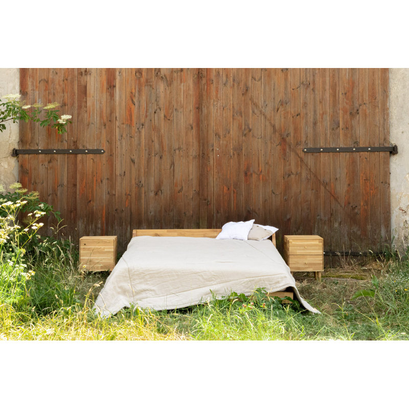 Solid Wood Bed, 160 x 200 cm, Oak