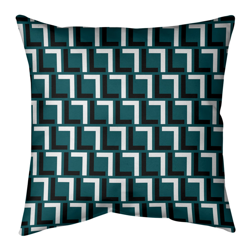 Housse et insert de coussin carré de luxe Philadelphia Football, Vert minuit / noir / blanc, 18" x 18", Croisé en coton