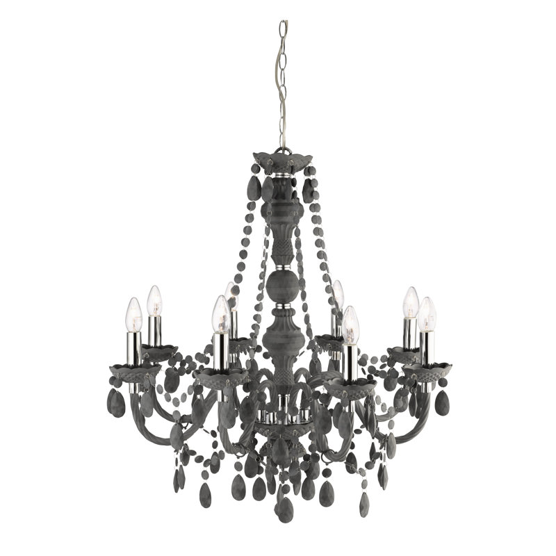 Kelly 8 - Light Candle Style Chandelier, Grey