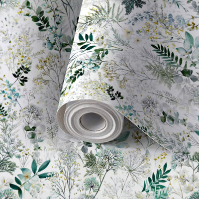 Papier peint adhésif peler et coller en PVC, revêtement mural auto-adhésif amovible avec motif de vigne florale de rêve, impression de détails doux et lumineux, imperméable pour la décoration intérieure - Rouleau