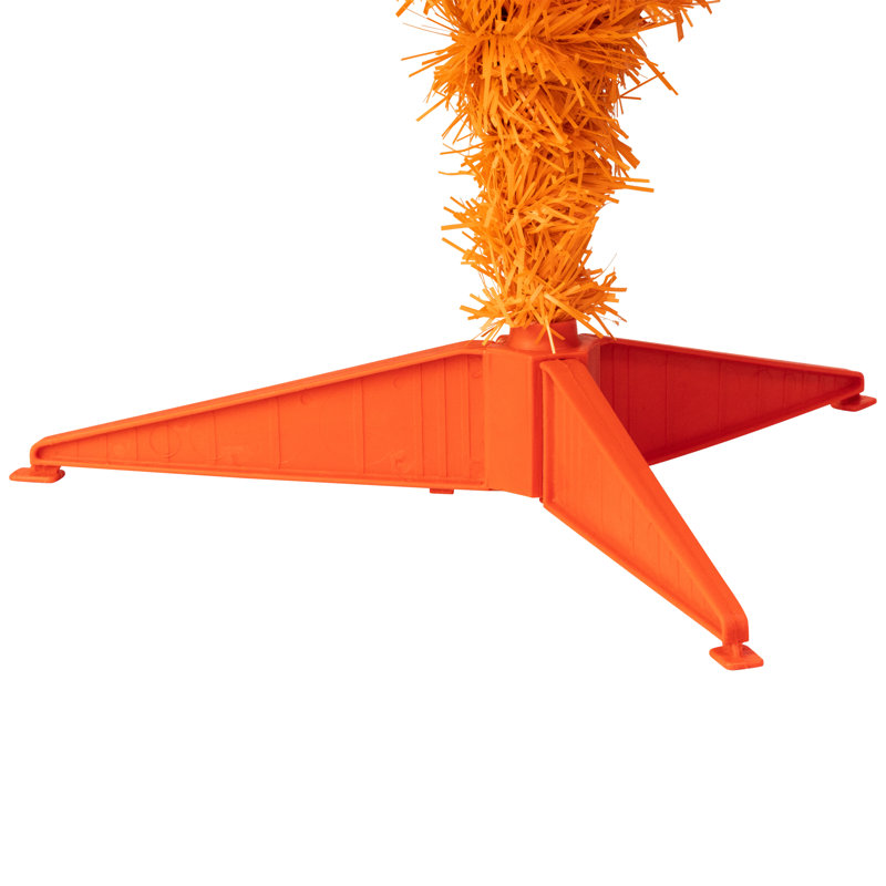 Arbre de Noël pin artificiel moyen pré-éclairé - 3 pi - orange - lumières claires