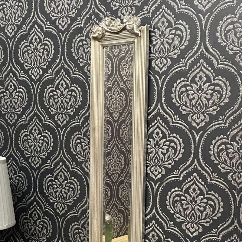 Modern Lida Skinny Full Length Mirror – Stylish & Decorative Wall Mirror for Bedroom, Hallway, or Dressing Room, Silver