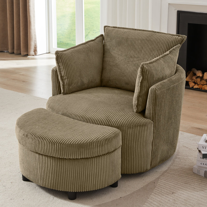 360° Swivel Chair With Ottoman, Brown