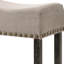 2 chaises de comptoir en lin brun clair - sans dossier avec des pieds en bois gris pour les tabourets de salle à manger modernes (paire)
