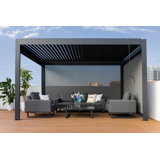3 x 4 Aluminum Pergola with Lights and 3 Side Curtains