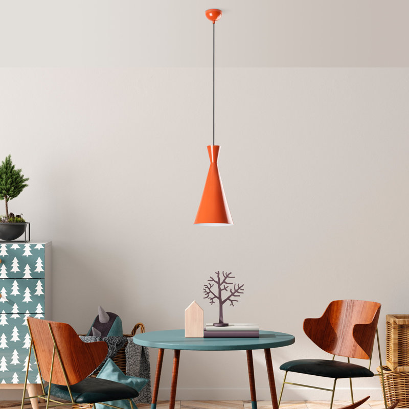 Elegant Adjustable Chandelier Light, Metal Body, Orange Finish, Ø7.5 x 14.6 inches | Height: 17.7 - 52.8 inches | 1 x E27 Socket (Max 40W), Ideal for Living Room & Dining Room, Stylish Home Lighting Fixture