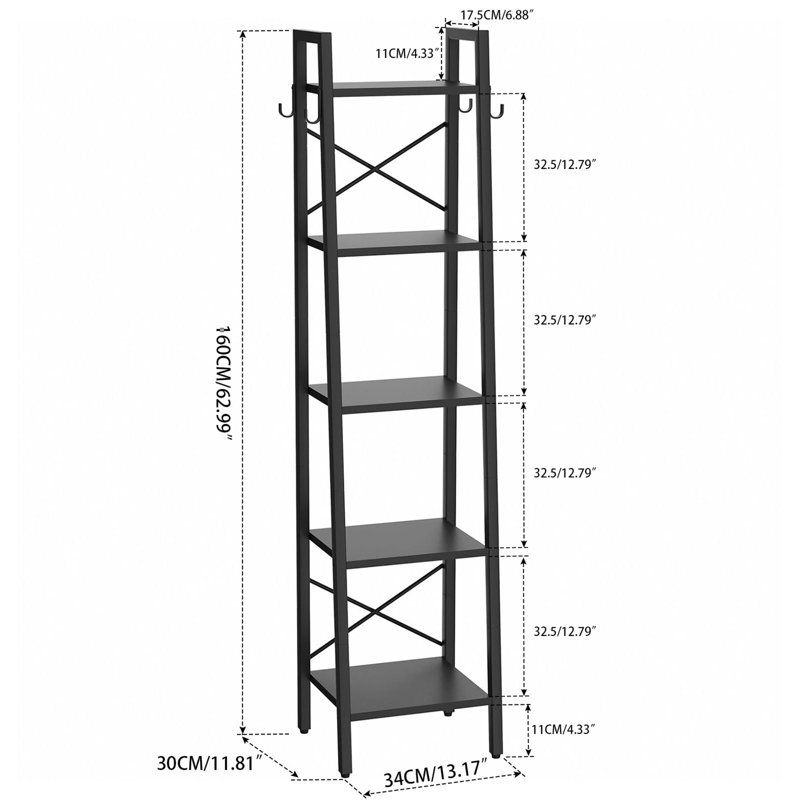 Aronda 160cm H x 34cm W Metal Ladder Bookcase