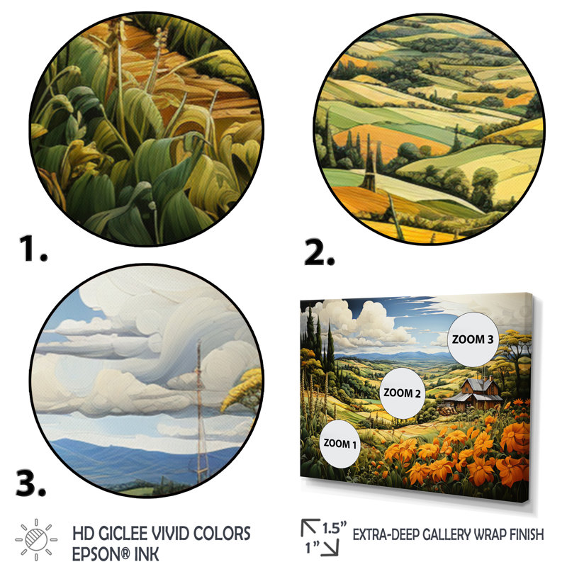 «Countryside Pastoral Patchwork I», reproduction, H 30 po x l 40 po x P 1,5 po, Toile tendue