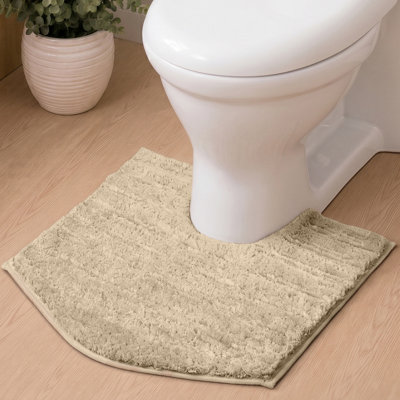 Tapis de toilette de luxe en forme de U 20 x 20, tapis de salle de bain en microfibre très doux et absorbant, tapis de bain moelleux antidérapant, lavage en machine à sec, tapis de salle de bain contour pour base de toilette, brun