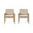 Outdoor Wicker and Acacia Wood Club Chairs, Set of 2, Light Multibrown and Light Brown, 34'' H X 25'' W X 27.25'' D