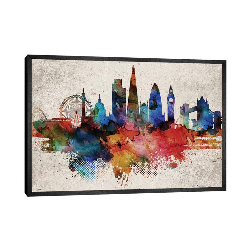 London Abstract - Print on Canvas, Black Framed, 66.04 cm H x 45.72 cm W