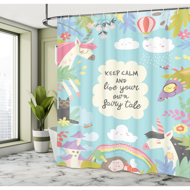East Urban Home Saying Shower Curtain Keep Calm, 70"H x 69"W