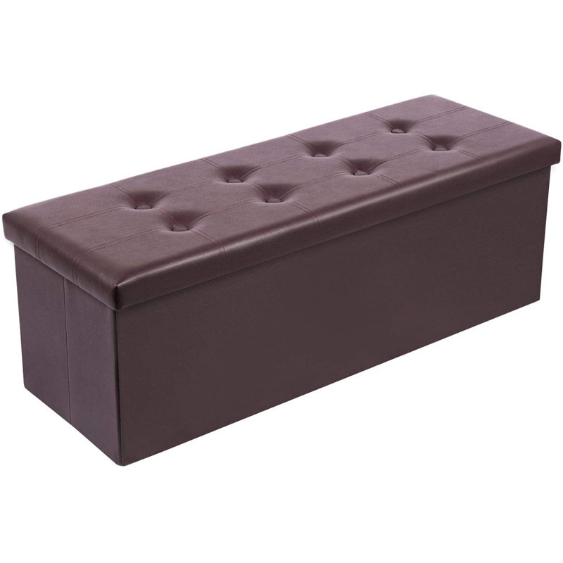 Falan Faux Leather Ottoman, Brown