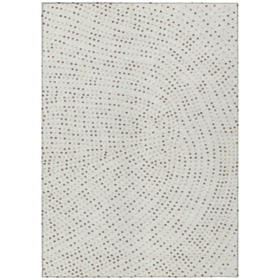 3' X 5' Ivory And Brown Polka Dot Washable Indoor Outdoor Area Rug