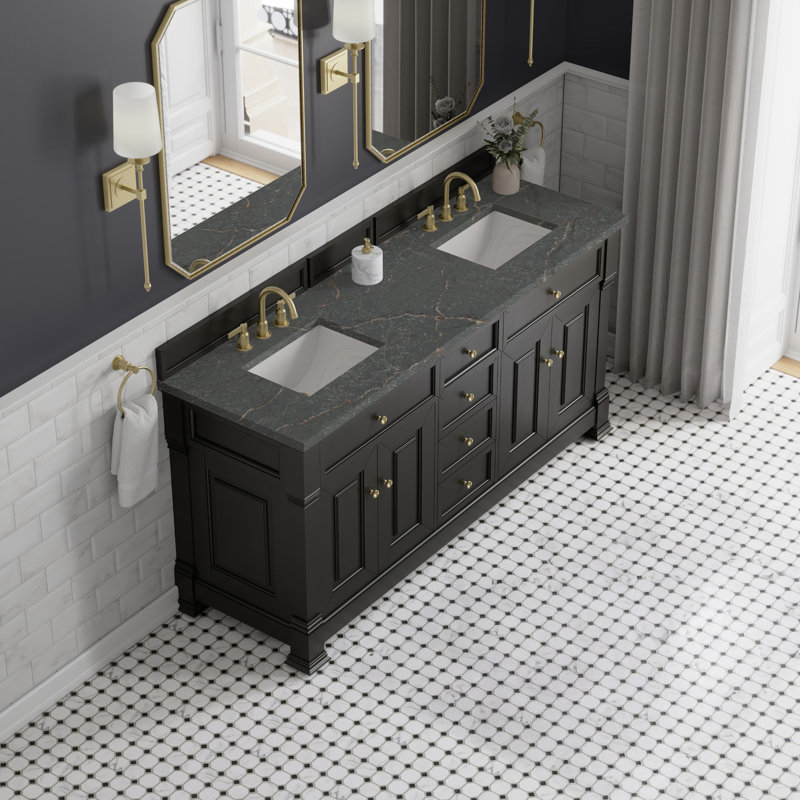 Brookfield 72'' W Double Vanity, Black Onyx, Parisien Bleu