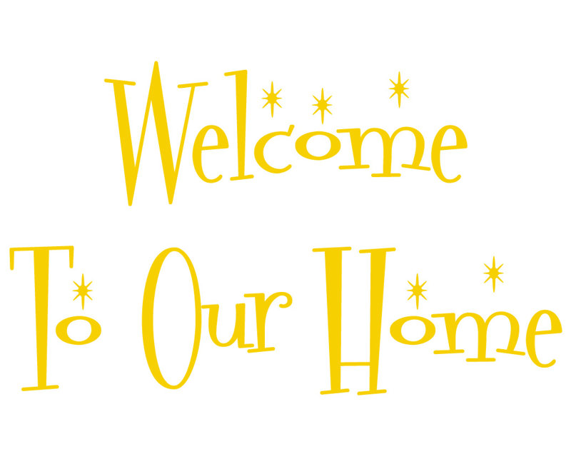 Décalcomanie murale "welcome to the home", H 14,5 po x l 24 po x P 0,01 po, Jaune clair