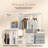  Clothes Storage with 3 Drawers and 4 Side Pockets, Clothes Hanging Rack with Cover, 16mm Metal Tube Frame Closet Organizer for Bedroom, Living Room, Closet, Garage, Dorm, Coffee-1094965076