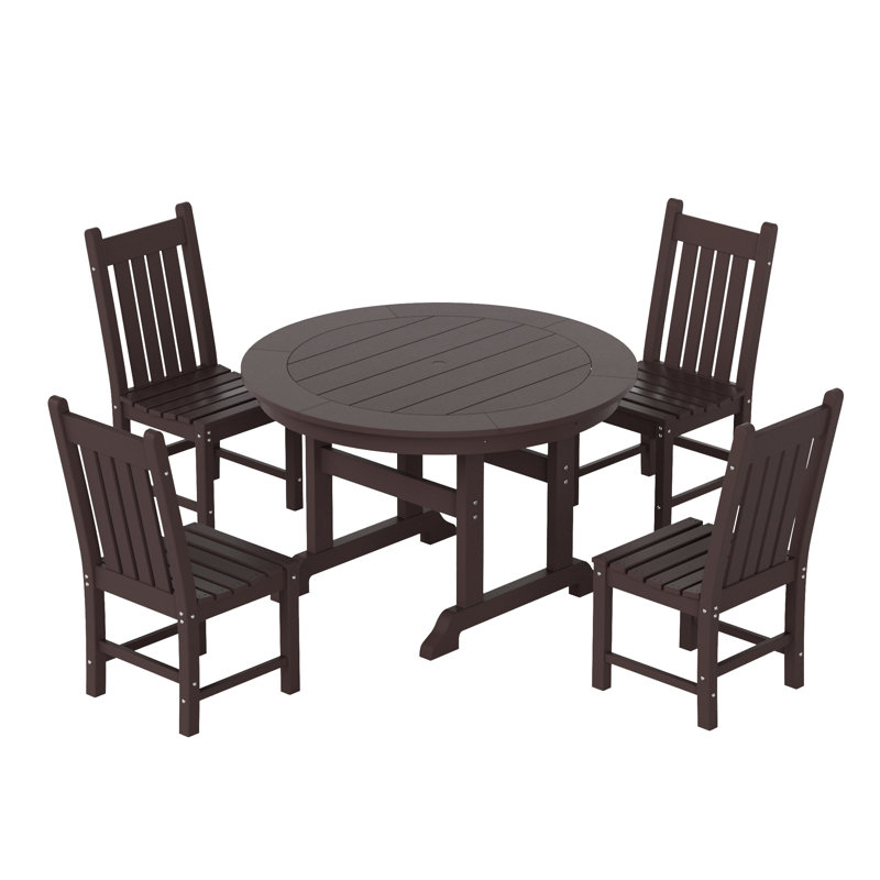 Laguna 4 - Person Patio Dining Set with Round Table, Dark Brown