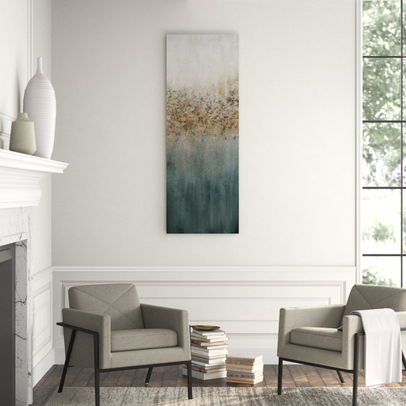 Emerald Drapery III Print by Beverly Fuller, Hand Painting with Glitter