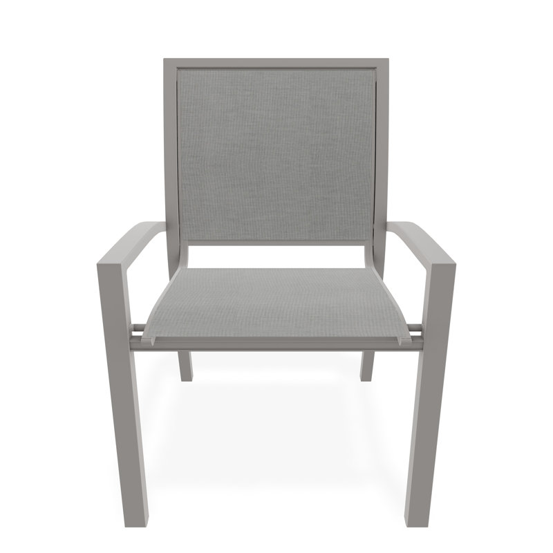 Chaise de café empilable Kendall, Gris chaleureux, Alliage Sunbrella®