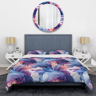 Ensemble de housse de couette abstrait bleu et rose
