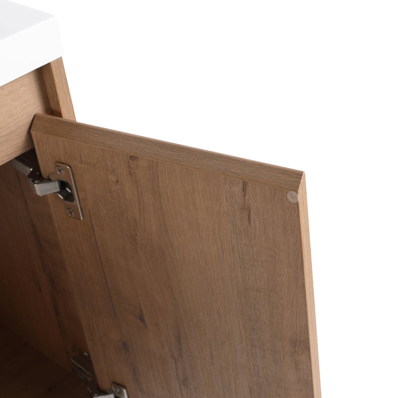 Meuble-lavabo flottant 24 po avec lavabo en résine pour petite salle de bain, portes à fermeture en douceur