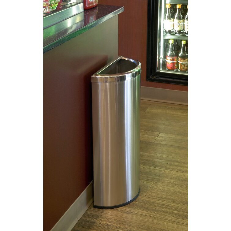 Precision Series Half Moon Stainless Steel 8 Gallon Trash Can Commercial Zone