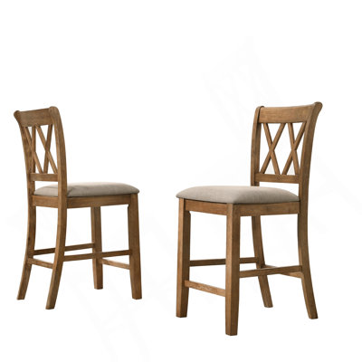 Windvale Fabric Upholstered Counter Height Dining Chairs, Set Of 2, Tan