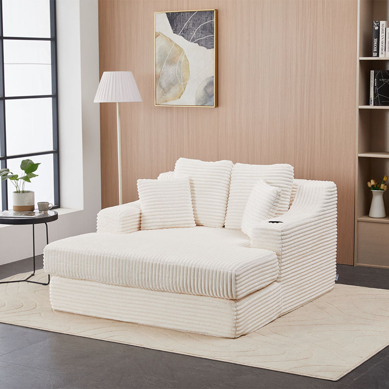 2 Seater Corduroy Sofa, White