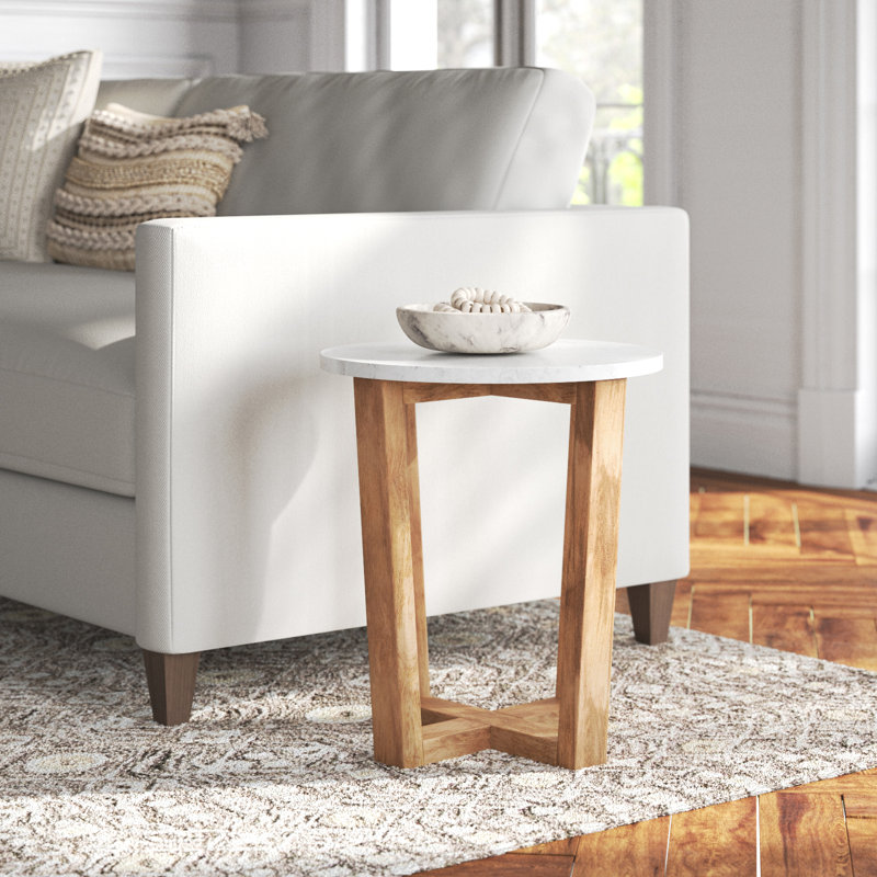 Langer Marble Top End Table, 20.5" H x 18" W x 18" D