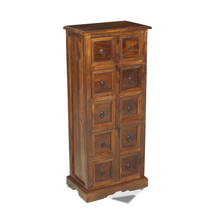 Ironwork Solid Wood 88cm H Library Style Media Drawers