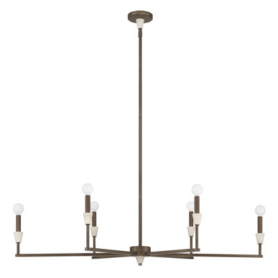 Centralia 46-inch 6-light Forged Bronze and Natural Alabaster Linear Chandelier