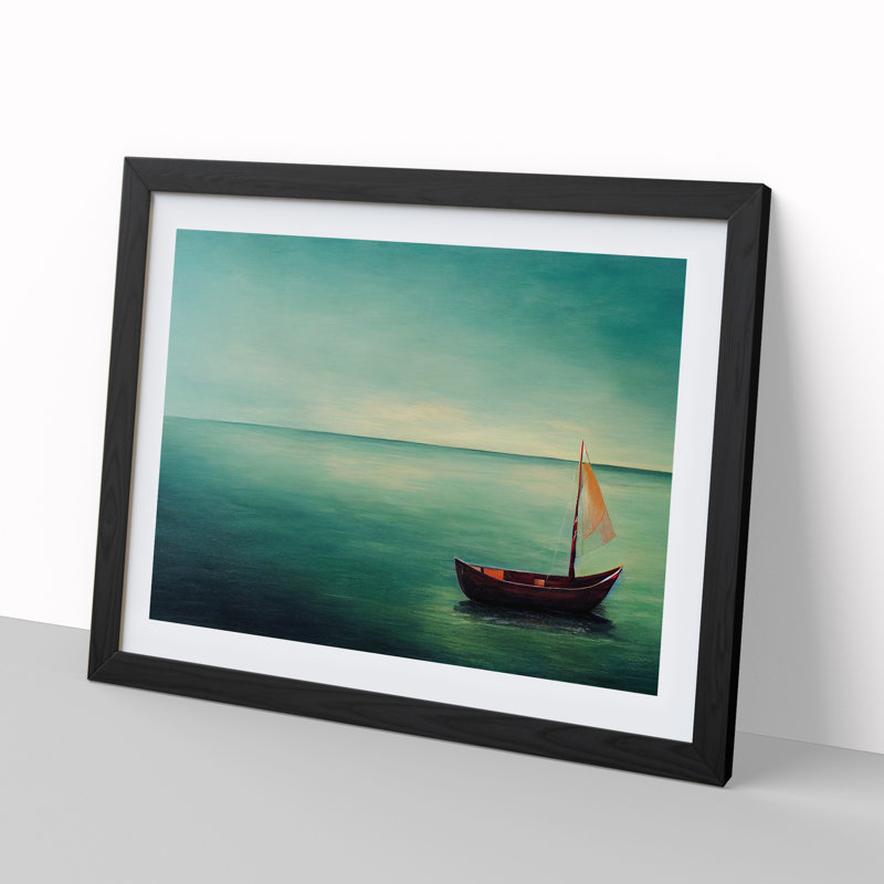 Boat Sailing - Single Picture Frame Painting, Black Framed, 25cm H x 34cm W x 2cm D