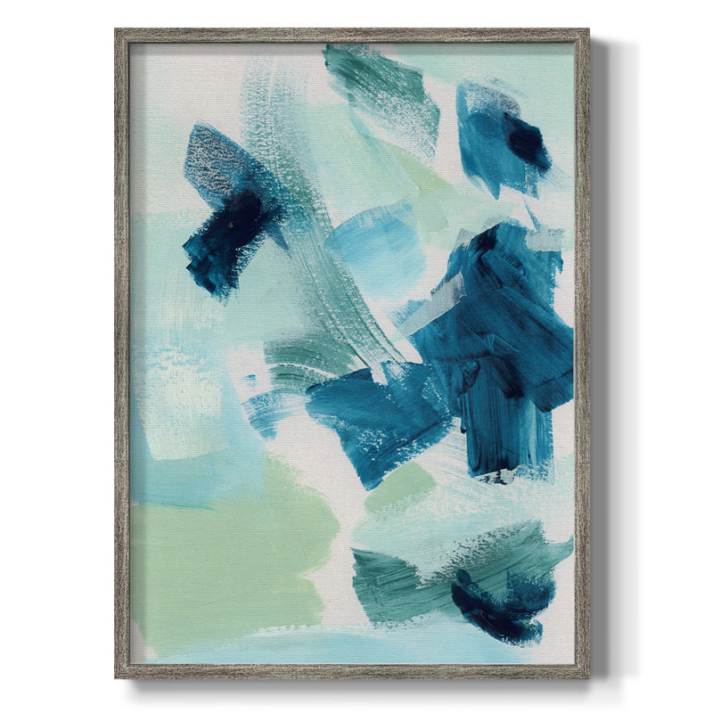 «Teal Composition II», reproduction encadrée - bois massif, H 30 po x l 24 po